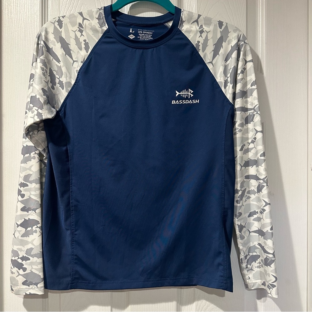 Navy and Gray Camo Long Sleeve Kids Tee